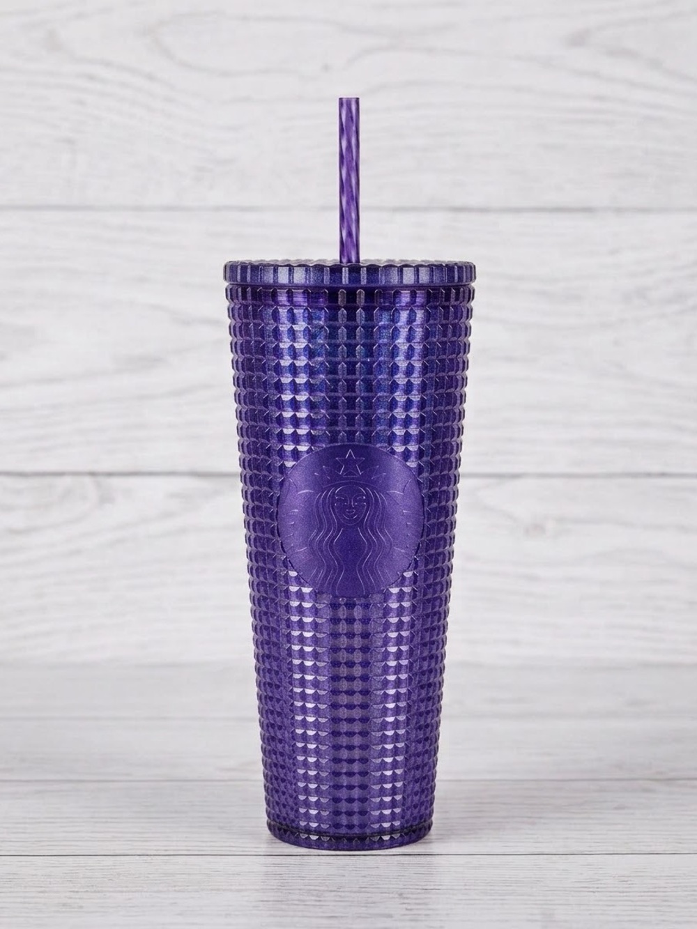 NWT 2023 Starbucks Cobalt Blue Grid Studded Venti 24oz Cold Cup Tumbler & Straw
